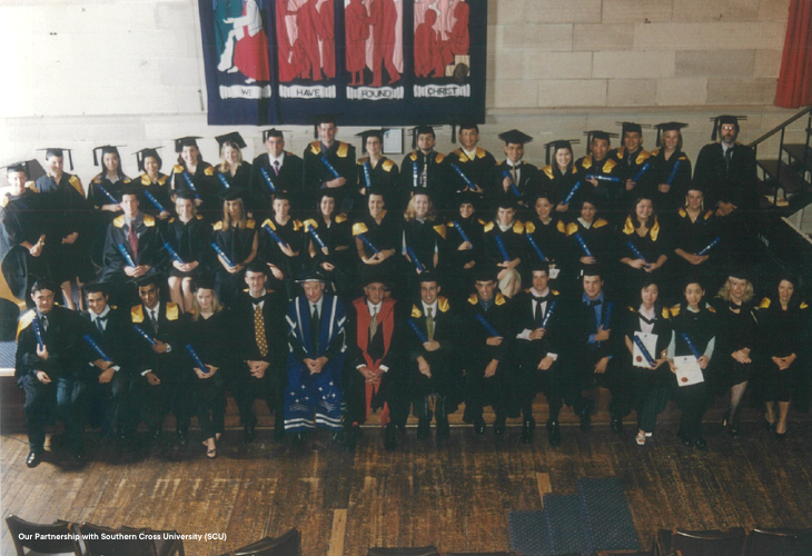 looking down on student graduates